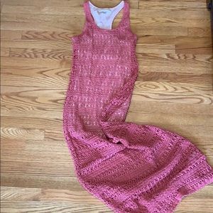 Crochet pink maxi dress